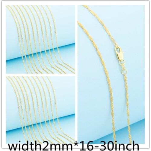 Promotion Wholesale Gold Filled Necklace Fashion Jewelry 2MM WATER WAVE "16-30" Inches Pendant Chain Lobster clasp