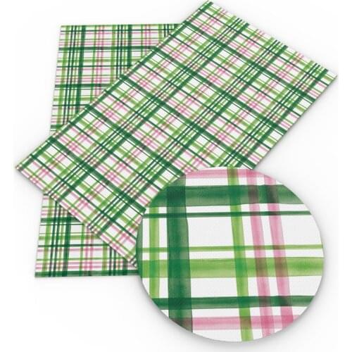 David accessories 20*33cm Plaid Grid Printed Synthetic Leather Sheets For Bow Faux Leather Fabric DIY Sewing Material,1Yc9442