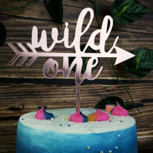 Wild One Happy Birthday Cake Topper, Birthday Party Cake Topper, 1st Birthday color mirror rose gold Cake Topper Decor Supplies