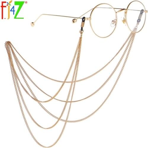 F.J4Z Punk Women Glasses Chains Fashion Multilayered Gold Color Chains Sunglasses Lanyards for Women Eyewear Anti-loss Straps