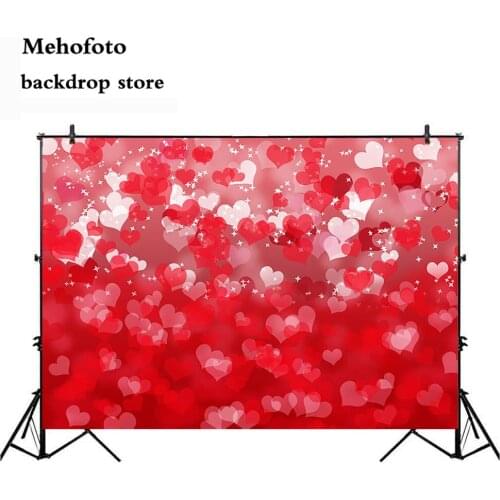 Mehofoto Valentines Day Photo Background Love Red Heart Photography Backdrop Glitter Bright Bokeh Happy Party Decor Props 355