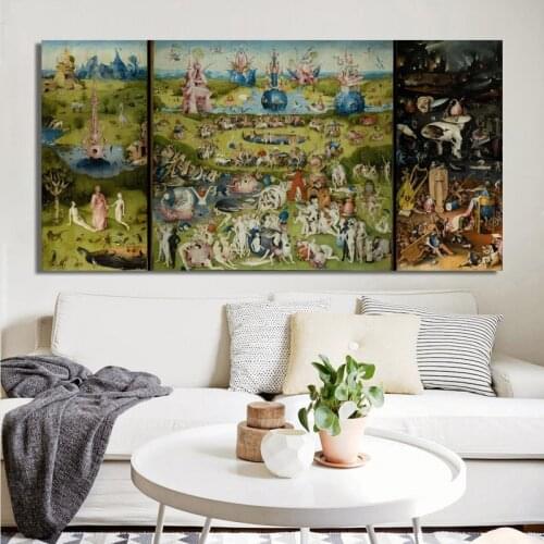 The Garden of Earthly Delights Canvas Paintings Reproductions By Bosch Hieronymus Classical Wall Art for Living Room Home Decor