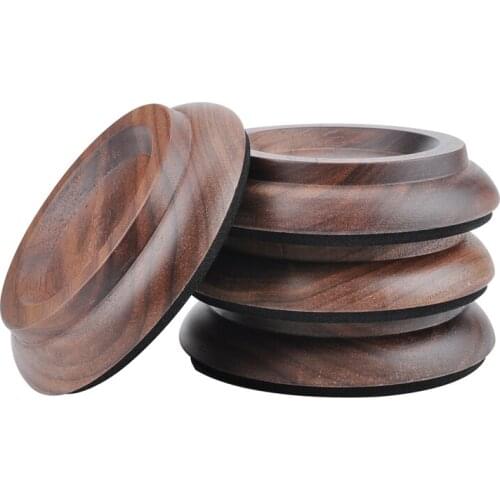 Box of 4pcs Walnut Wood Soild Wood Upright Piano Caster Cup Foot Pad with EVA PAD Shockproof
