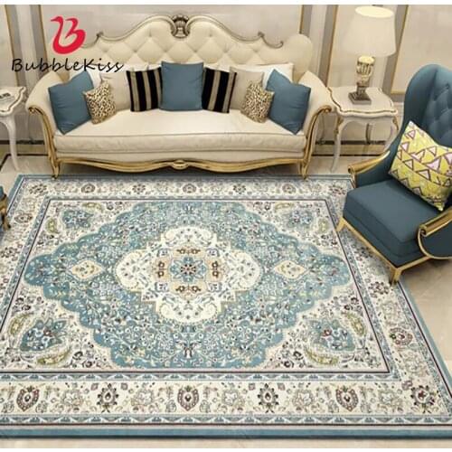 Bubble Kiss Rugs And Carpets For Home Living Room European Retro Flower Pattern Carpet High-End Green Decorative Carpet Area Rug