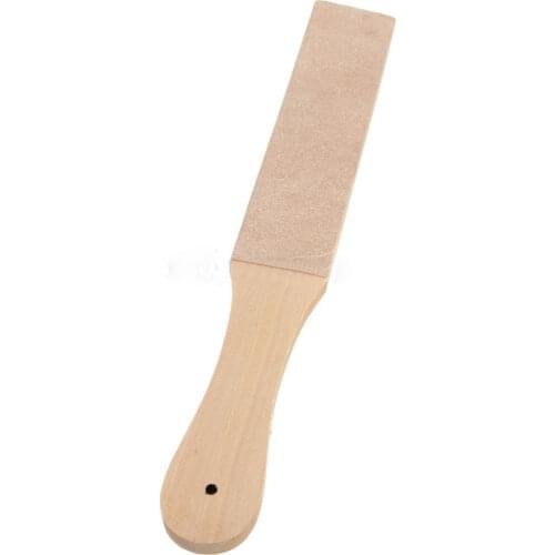 Adaee Leather Sharpening Strop With Wooden Handle Handmade Razors Polishing Board For Home Tools