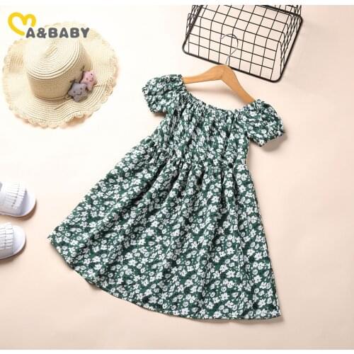 Ma&Baby 1-6Y Kid Girl Flower Dress Puff Sleeve Floral Dresses For Girls Summer Holiday Travel Clothing Costumes DD15