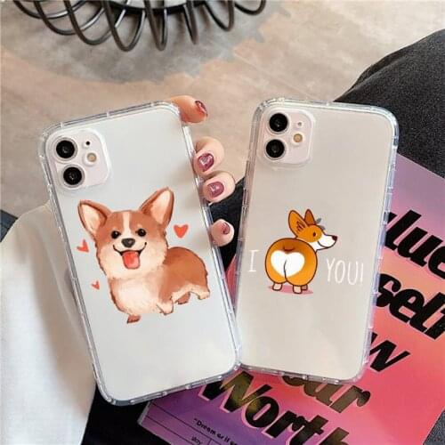 Cute Corgi Butt Animal Puppy Phone Case Transparent soft For iphone 5 5s 5c se 6 6s 7 8 11 12 plus mini x xs xr pro max