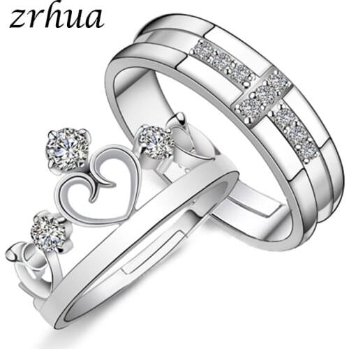 ZRHUA Trendy Crown Jewelry For Bride Top Quality 925 Stamped Silver Rings With CZ Zirconia Women Birthday Best Gifts