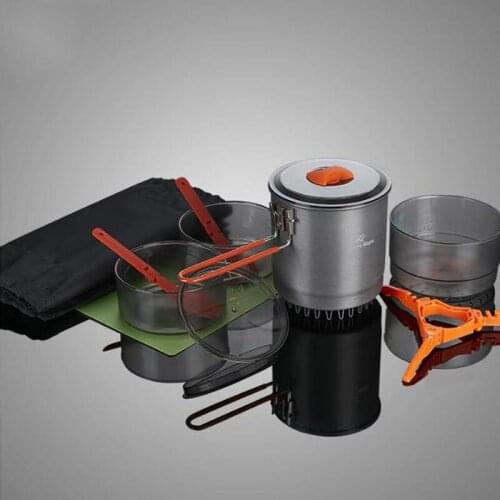 Cooking set single heat-collecting cooking pot steaming plate outdoor trekking portable stove cookware bowl set