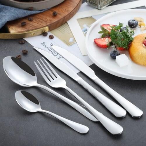 24 /12/8/4 Pcs 1 Set Simple Dinnerware Set Dinner Stainless Steel Cutlery Set Knives Forks Coffee Classic Family Tableware