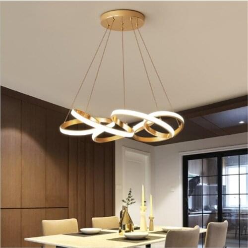2020 New product Nordic restaurant chandelier simple light luxury modern creative living room lamp led ring dining room lamp