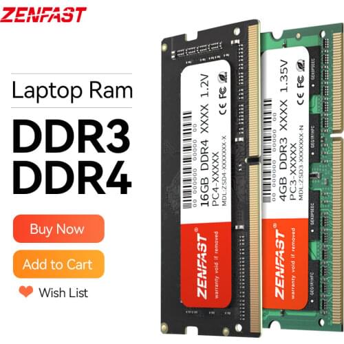 ZENFAST Memoria Ram DDR4 8gb 4GB 16GB 2133 2400 2666MHz Sodimm Notebook High Performance Laptop Memory