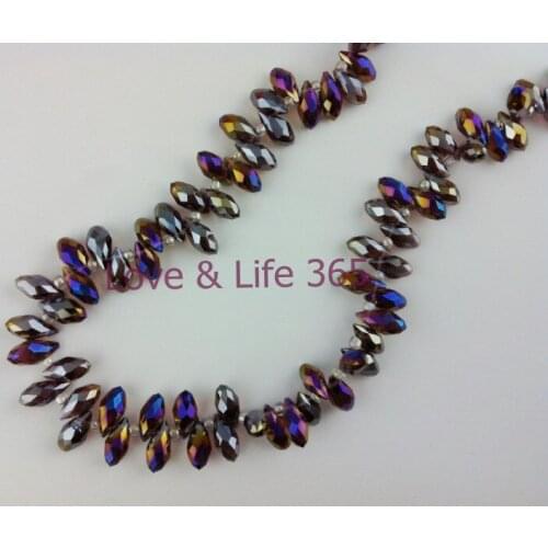 Wholesale High Quality 6x12mm 100pcs/lot Briolette Pendants Crystal purple and silver color Teardrop Beads Free Shipping