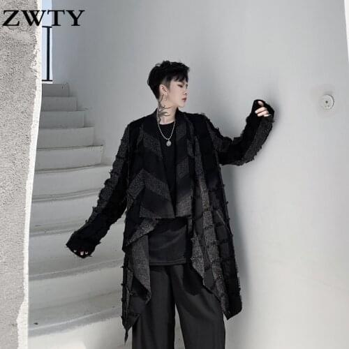 MZWT Korean Style Loose Oversized Long Mens Trench Coat Cloak Windbreaker Spring Fall stylist Outerwear