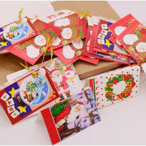 20Pcs Christmas Tree Accessories Greeting Cards Different Styles Of Santa Claus Mini Greeting Cards Gift Wishing Card MR0057