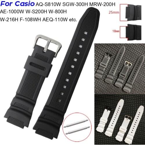 Rugged Sports Silicone Watch Strap for Casio AE-1000w AQ-S810W SGW-400H F-108WH W-S200H AEQ-110W Band Replace Rubber Watchband