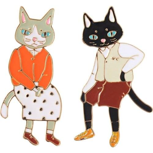 Daisies Enamel Black Cat Brooches Hat Accessories Shoulder Decoration Scarf Clips White Kawaii Jewelry Lovers Gift