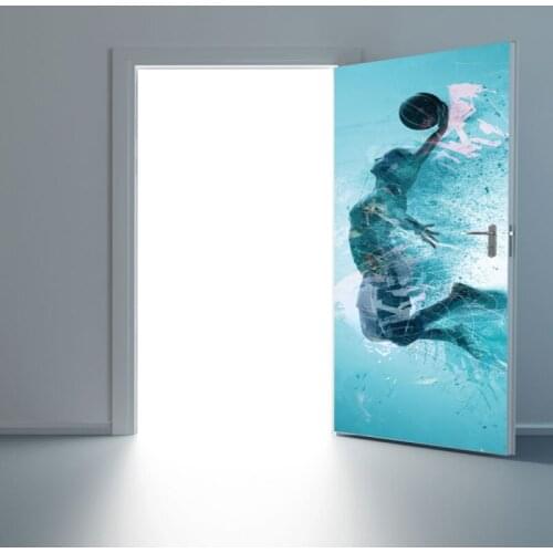 Self-adhesive 3D photo wallpaper art wall stickers flying dunk basketball creative door stickers living room bathroom decor