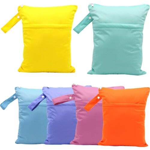 Asenappy Baby Diaper Bags Double Zippered Wet/Dry Bag Waterproof Wet Cloth Diaper Backpack Reusable Diaper Cover WetBag