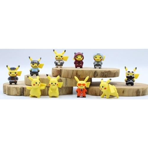 TAKARA TOMY 10 Pack Pokemon Pocket Monster Pikachu Hand-made Anime Peripheral Model Toy Doll Cake Decoration
