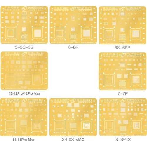 WL Nano Gold BGA Reballing Stencil 0.12mm Tin Mesh Solder Template For Phone XSMAX XS XR X 8 8P 7P 7 6P 6 5 5S CPU IC Repair