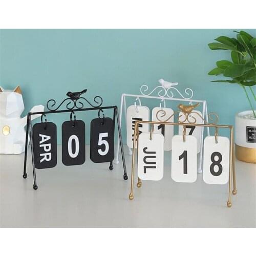 Vintage Desktop Calendar Bird Crafts Calendar Decoration Home Office Table Desk Ornaments Crafts