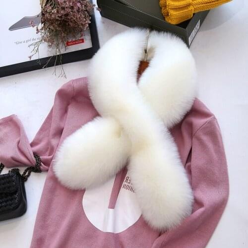 Faux Fox Fur Collar Tie Winter New Warm Pink Fox Collar Scarf Coat Jacket Shawl Women Female Collar Furry Fur Collar 120X20 CM