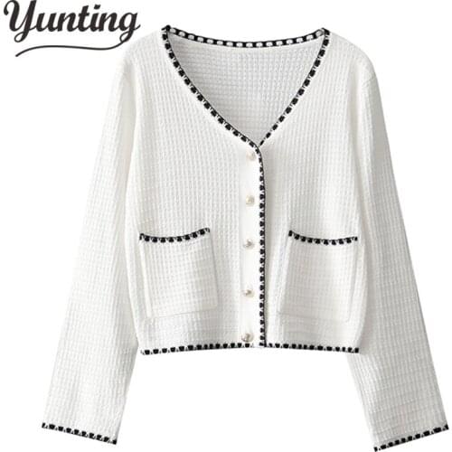Knitted cardigans spring autumn cardigan women casual long sleeve tops V neck solid women sweater coat