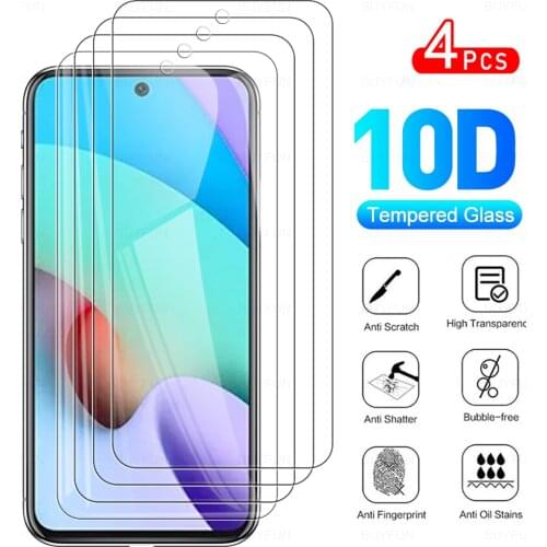 4Pcs Full Cover Protective Glass Film For Xiaomi Redmi 10 Tempered Glass Screen Protector For Xaomi Xiami Redme Redmi10 6.5 inch