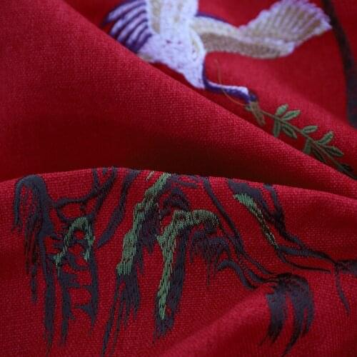 Jacquard woven embroidered linen fabric for interior decoration pillow table runner cushion sewing patchwork costume material