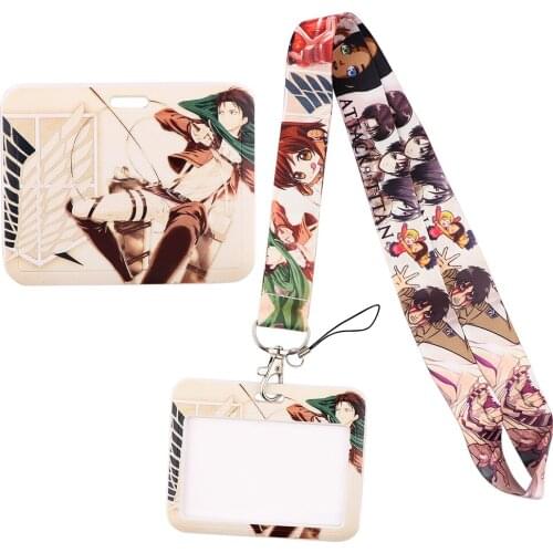 1pcs ZF2989 Anime Attacking Giant Lanyard Card Holder Student Hanging Neck Mobile Phone Lanyard Badge Subway Access Card Holder