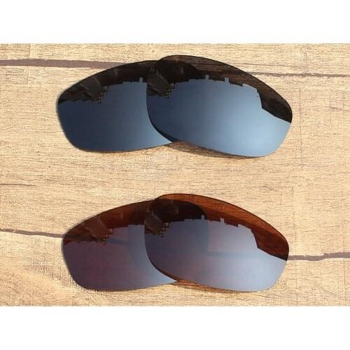 Vonxyz 2 Pairs Stealth Black & Bronze Brown Polycarbonate Replacement Lenses for-Oakley Split Jacket Frame
