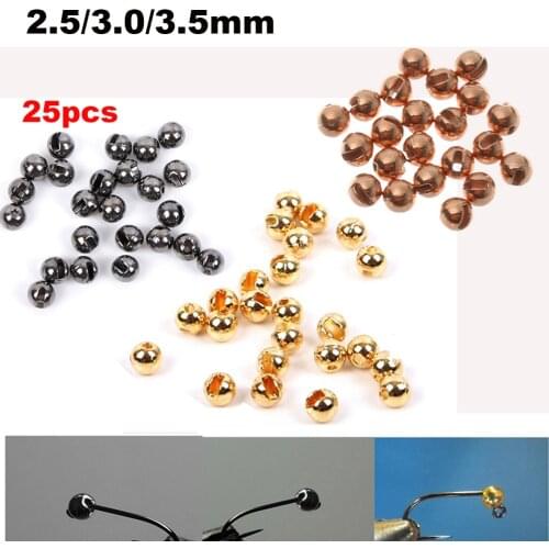 25Pcs/Pack Nice-Designed Slotted Tungsten Alloy Beads Fly Tying Beads Tungsten 2.5mm/3.0mm/3.5mm Fly Tying Material