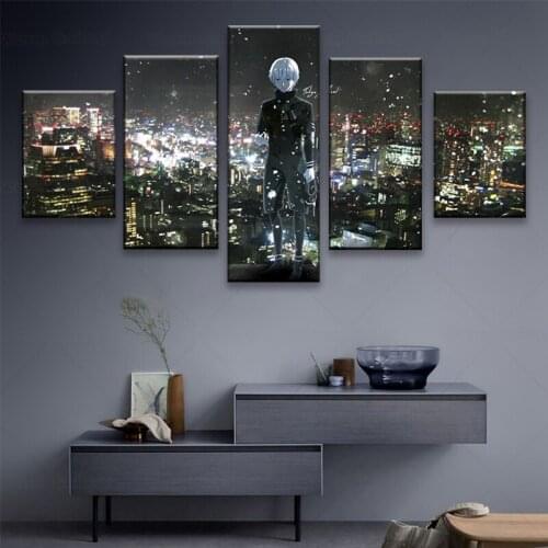 5 Pieces HD Print Canvas Painting Anime Ken Kaneki Tokyo Ghoul Modern Art Modular Frame Home Decor ChildrenS Room Unique Gift