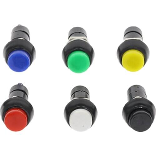 50/100pcs 12mm self-locking/self-reset Plastic Push Button Switch Latching Switchs 3A 250V AC 2PIN 6Color