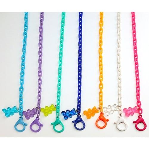 48cm Candy Color Bear Mask Lanyard Acrylic Adjustable Length Mask Chain Portable Mask Jewelry Anti-lost Chain Lanyard Wholesale