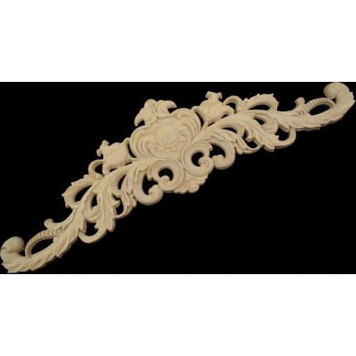 Woodcarving Decal Corner Accessories Wood Carved Long Applique Frame Corner Onlay Unpainted Furniture Home Door Decor