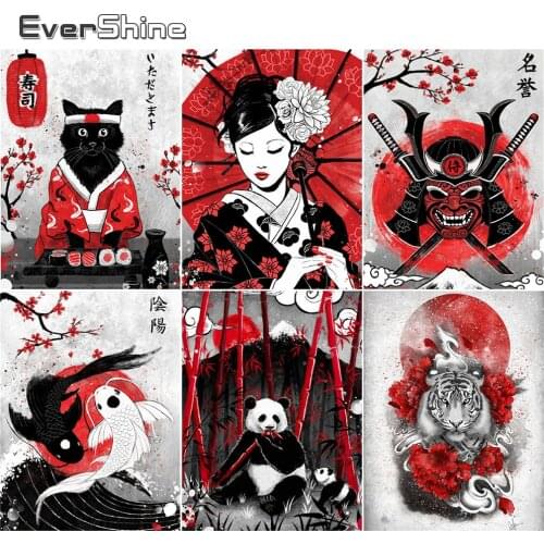 EverShine Diamond Embroidery Animal Full Square Japanese Diamond Painting Cat Picture Of Rhinestone Art Handmade Hobby