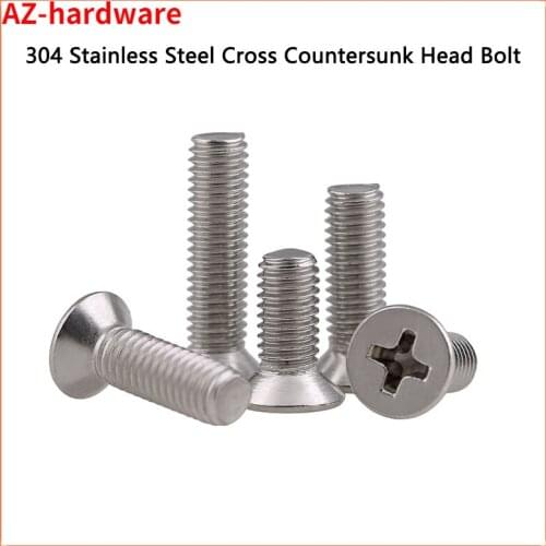 Cross Countersunk Head Long Bolt KM GB819 304 Stainless Steel Philips Flat Head Machine Long Screw M5 M8 M10 5Pcs