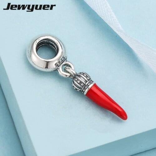 New dangle Christmas Gift DIY Red Pepper charms 925 sterling silver jewelry beads fit charm bracelet necklace pendant DIY DA0625