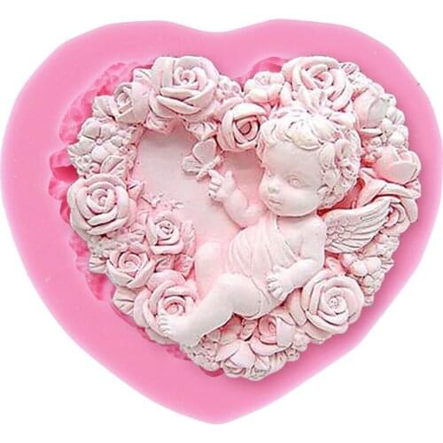 Facemile Slicone Cake Mold DIY Flower Rose Love Heart Angel Baby Fondant Soap Candle Cupcake Chocolate Baking Tool Mould