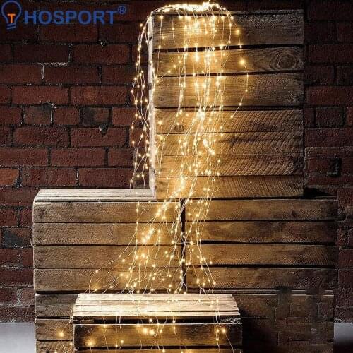 Solar Fairy String Lights Vine Light Copper Wire Outdoor Waterfall LED Curtain String Lights Party Garden Christmas Decoration