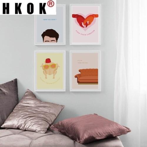HKOK Abstract Canva Painting Poster Print Nordic Friend TV Show Door Smelly Cat Sofa Wall Art Picture Home Decor For Living Room