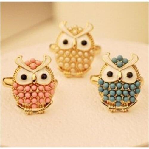 New Style Fashion Owl fine imitation pearl ring for women Jewelry gift Accessories Free shipping