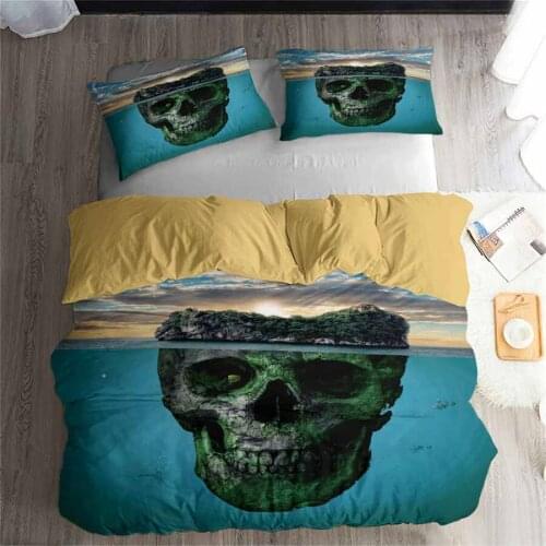 HELENGILI 3D Bedding Set skull Print Duvet cover set lifelike bedclothes with pillowcase bed set home Textiles #2-13