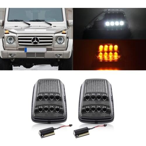 Smoked Front Wing Amber/White Led Side Marker Light Running Position Lamp For Benz W463 G500 G550 G55 AMG 1990-2018