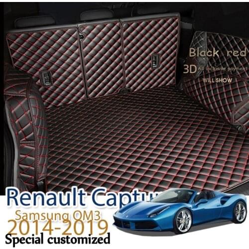 The Trunk Cargo Leather Liner Car Trunk Mat Cargo Compartment Floor Carpet Mud For Renault Captur Samsung QM3 2014-2019