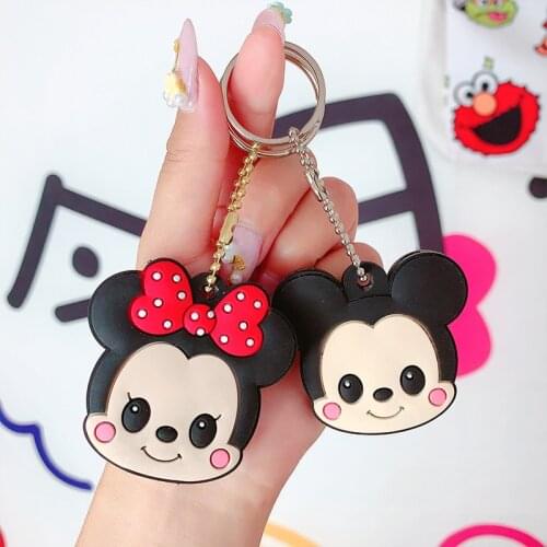 Creative Cartoon Mickey Minnie PVC Keychain Doraemon Key Protective Case Cute Jingle Cat Bag Pendant Decoration Adult Kids Gifts