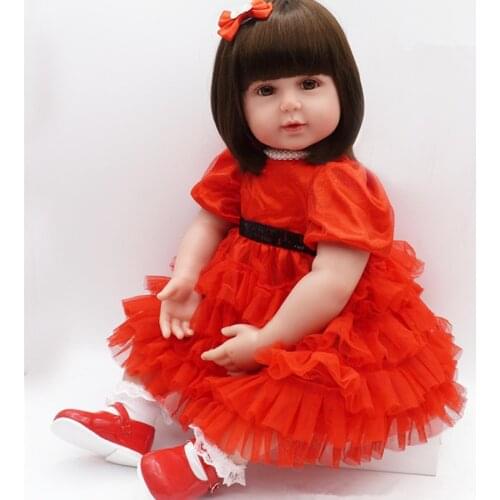 55cm Black Hair Reborn Baby Doll Lifelike Bebe Reborn Handmade Baby Toy Bebe Girl Birthday Gift Bathe Toy brinquedos bjd