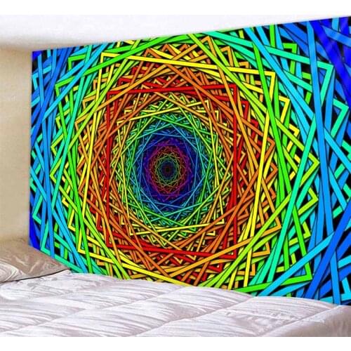 Hot Sales 3D Rotating Geometric Box Background Tapestry Colerful Wall Handing Decoration